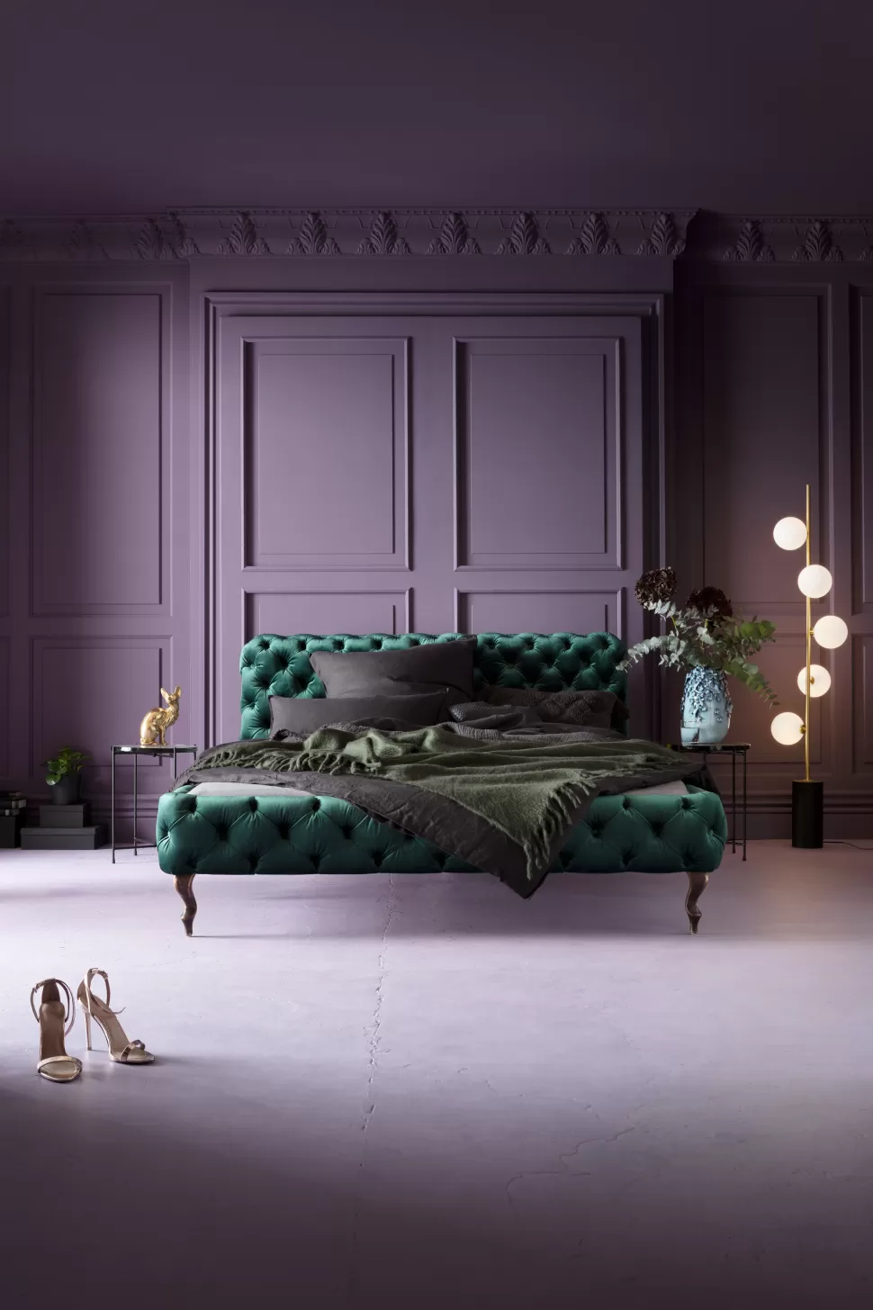 Łóżka-KARE Design Łóżko Desire Velvet 160x200 Cm Zielone