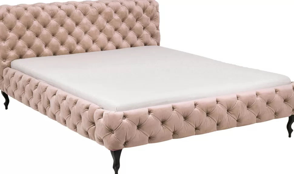 Łóżka-KARE Design Łóżko Desire Velvet 180x200 Cm Ecru