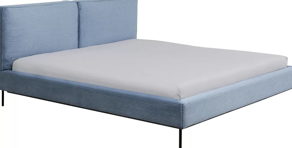 Łóżka-KARE Design Łóżko Podwójne Z Zagłówkiem Niebieskie Nogi Czarne 180x200 Cm