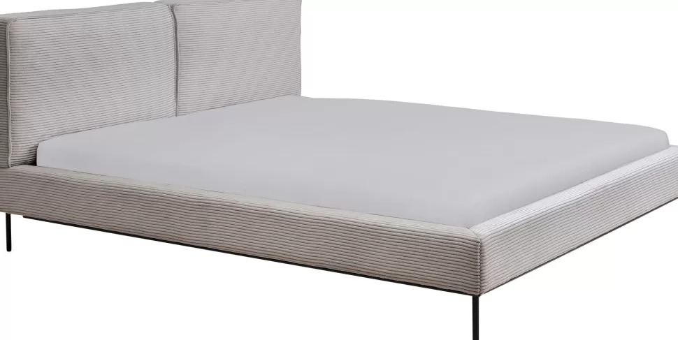 Łóżka-KARE Design Łóżko Podwójne Z Zagłówkiem Szare Nogi Czarne 160x200 Cm