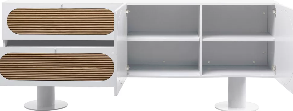 Komody-KARE Design Komoda 2-drzwiowa Z 2 Szufladami Biała Front Drewno Dębowe 183x76 Cm