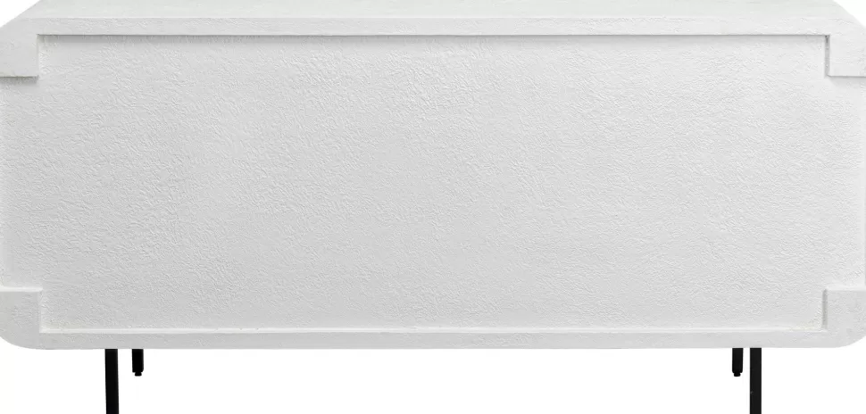 Komody-KARE Design Komoda 3-drzwiowa Biała Skandynawska Drewno I MDF Nogi Czarne 160x75 Cm