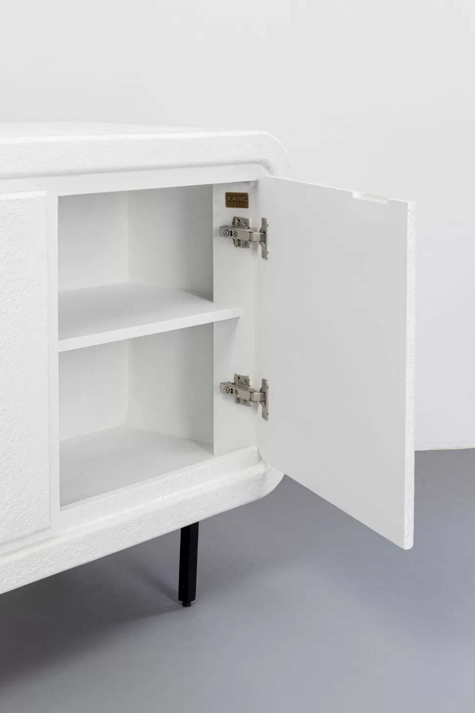 Komody-KARE Design Komoda 3-drzwiowa Biała Skandynawska Drewno I MDF Nogi Czarne 160x75 Cm