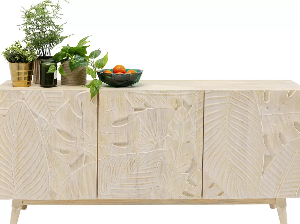 Komody-KARE Design Komoda 3-drzwiowa Drewniana Boho Motyw Roślinny 160x75 Cm