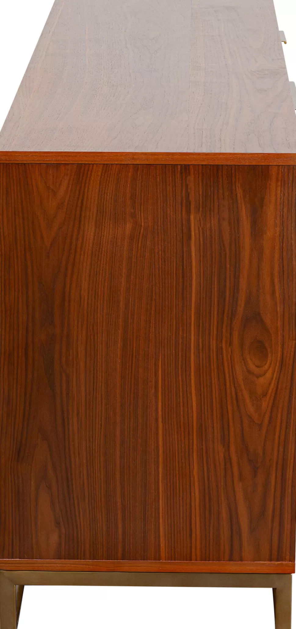 Komody-KARE Design Komoda 3-drzwiowa Fornir Orzechowy Nogi Złote Stalowe 160x78 Cm Front Efekt 3D