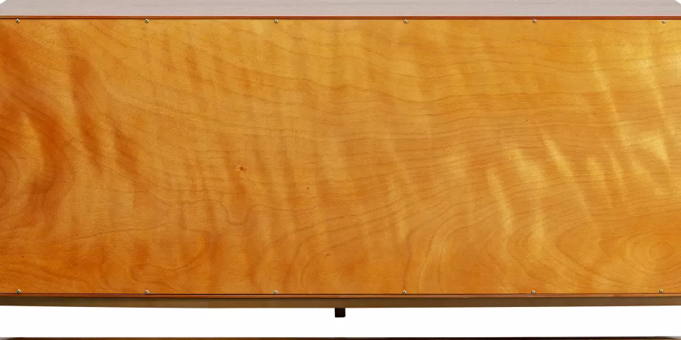 Komody-KARE Design Komoda 3-drzwiowa Fornir Orzechowy Nogi Złote Stalowe 160x78 Cm Front Efekt 3D