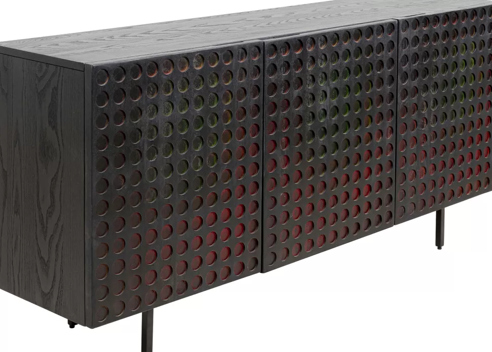 Komody-KARE Design Komoda 3-drzwiowa Fornirowana Czarna Front Kolorowy 160x75 Cm