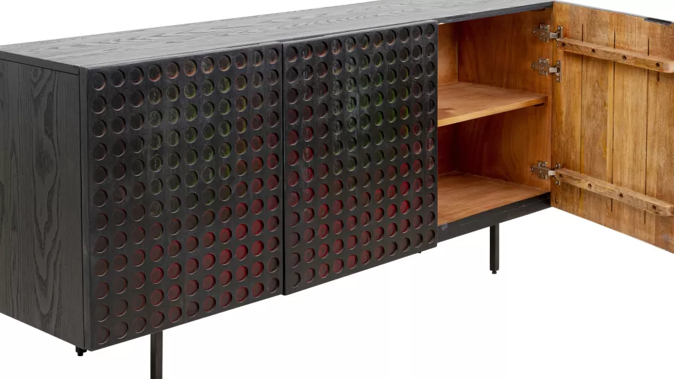 Komody-KARE Design Komoda 3-drzwiowa Fornirowana Czarna Front Kolorowy 160x75 Cm