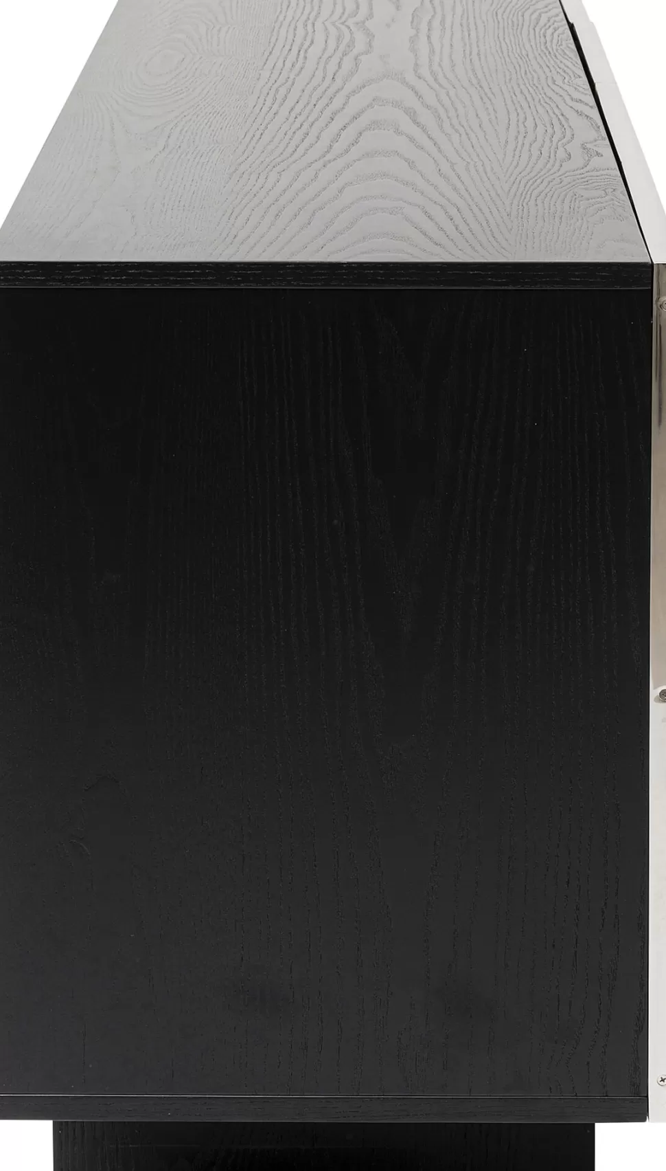 Komody-KARE Design Komoda 4-drzwiowa Fornirowana Czarna Front Srebrny Ze Stali Nierdzewnej 160x78 Cm