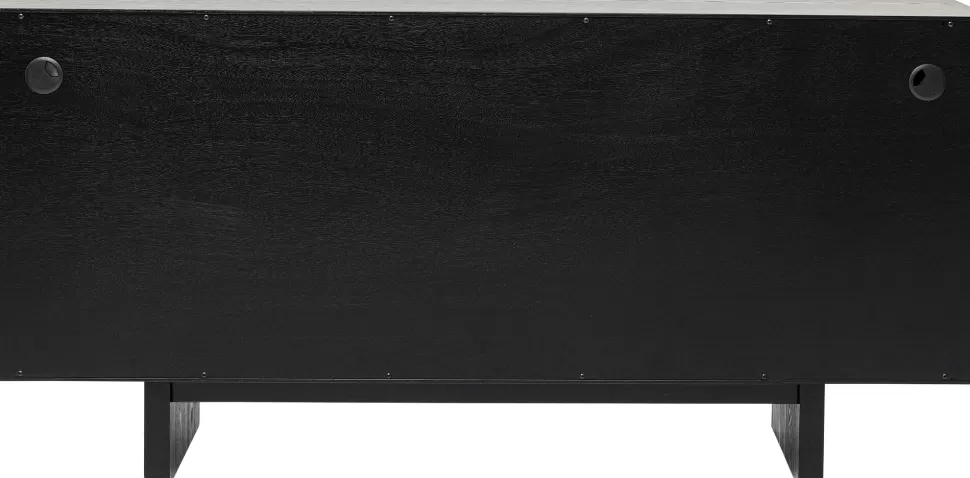 Komody-KARE Design Komoda 4-drzwiowa Fornirowana Czarna Front Srebrny Ze Stali Nierdzewnej 160x78 Cm