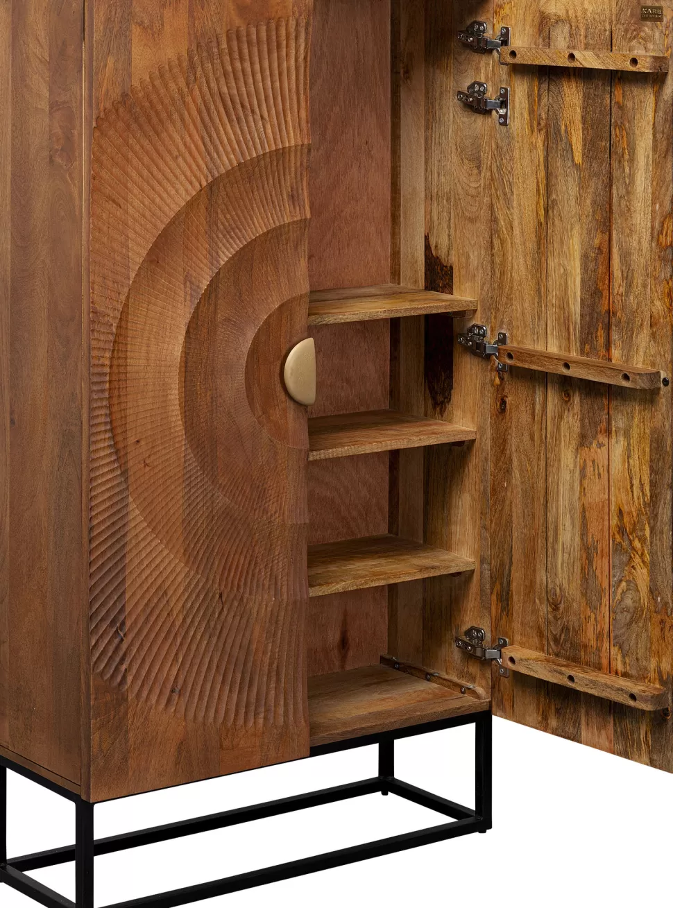 Komody-KARE Design Komoda Drewniana 2-drzwiowa Boho Podstawa Czarna 76x140 Cm