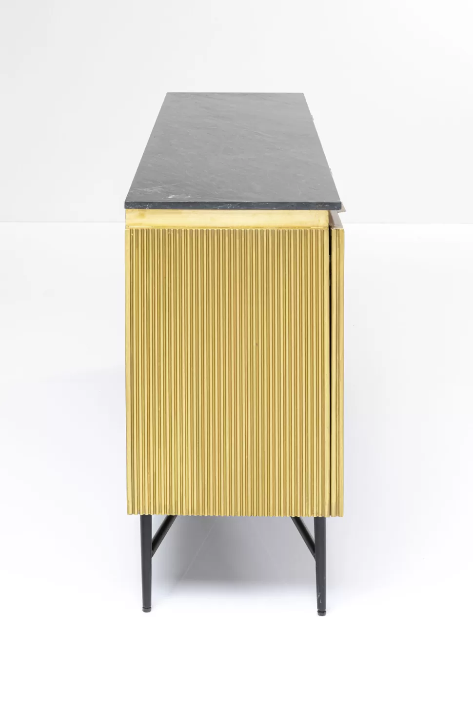 Komody-KARE Design Komoda Goldie 160x86 Cm Drewno Mango Złota - Blat Zielony Marmur