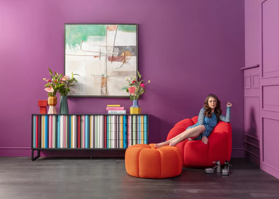Komody-KARE Design Komoda Kolorowa Z Szufladami I Drzwiami MDF 186 Cm Podstawa Czarna Stalowa