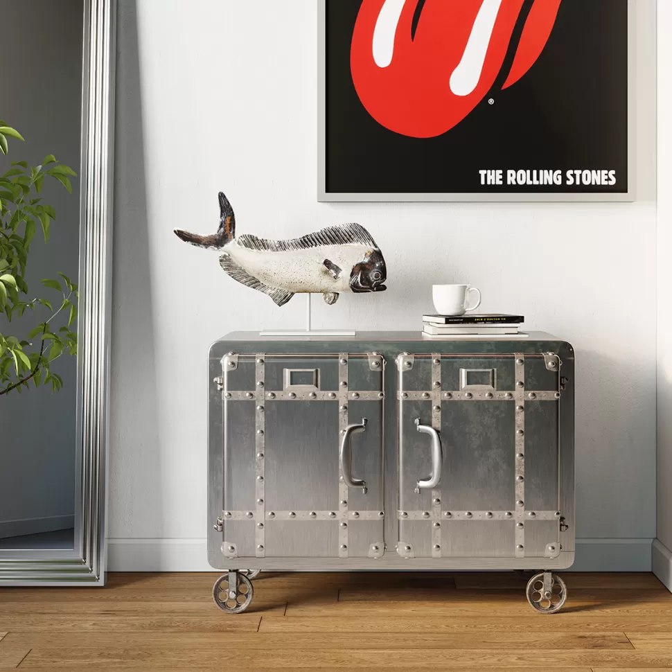 Komody-KARE Design Komoda Na Kółkach Buster 81x60 Cm Srebrna