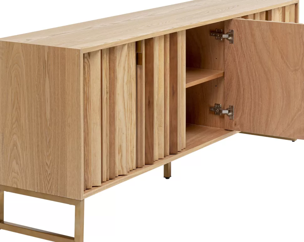 Komody-KARE Design Komoda Naturalna Z Szufladami I Drzwiami 186 Cm Podstawa Złota