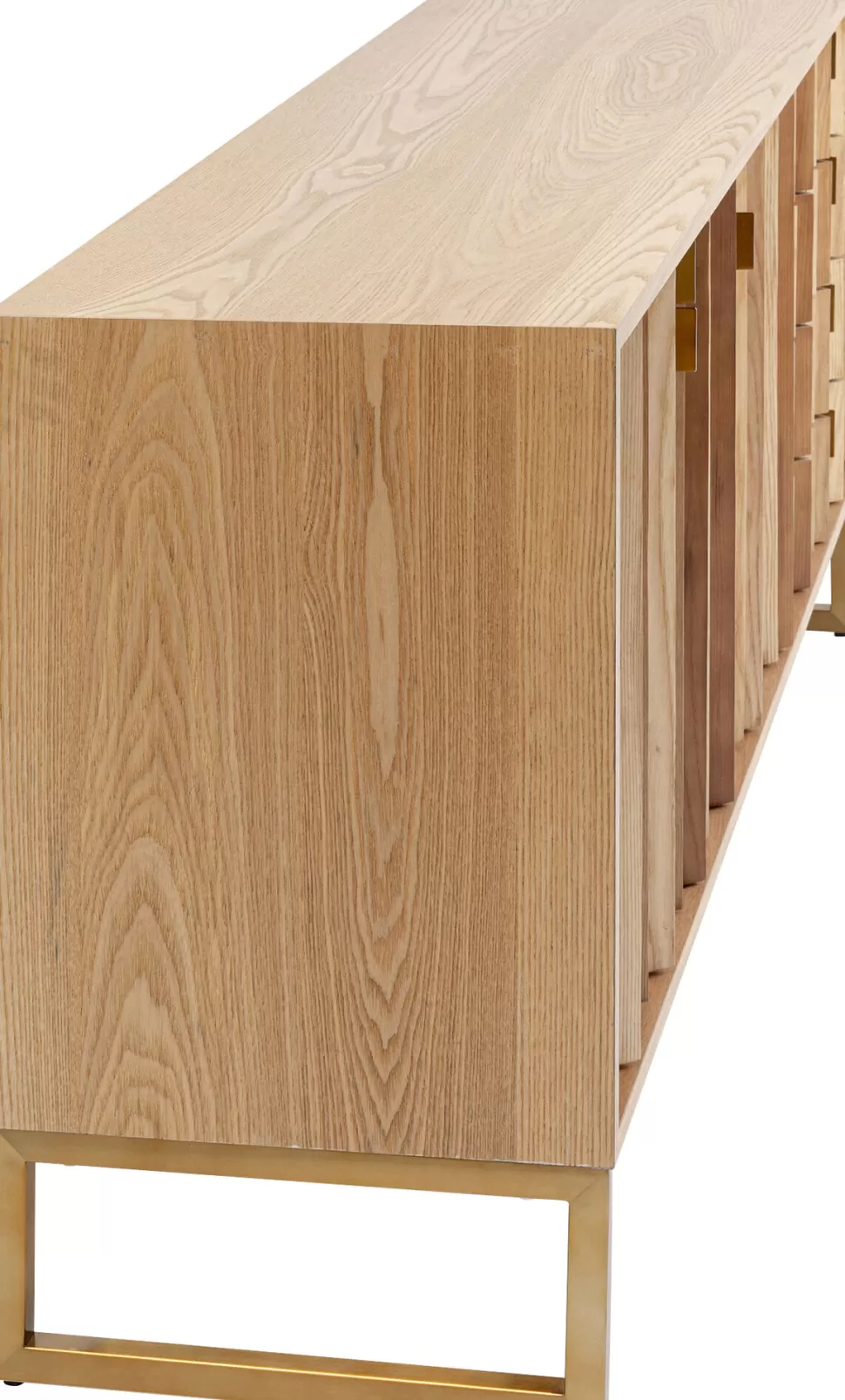 Komody-KARE Design Komoda Naturalna Z Szufladami I Drzwiami 186 Cm Podstawa Złota