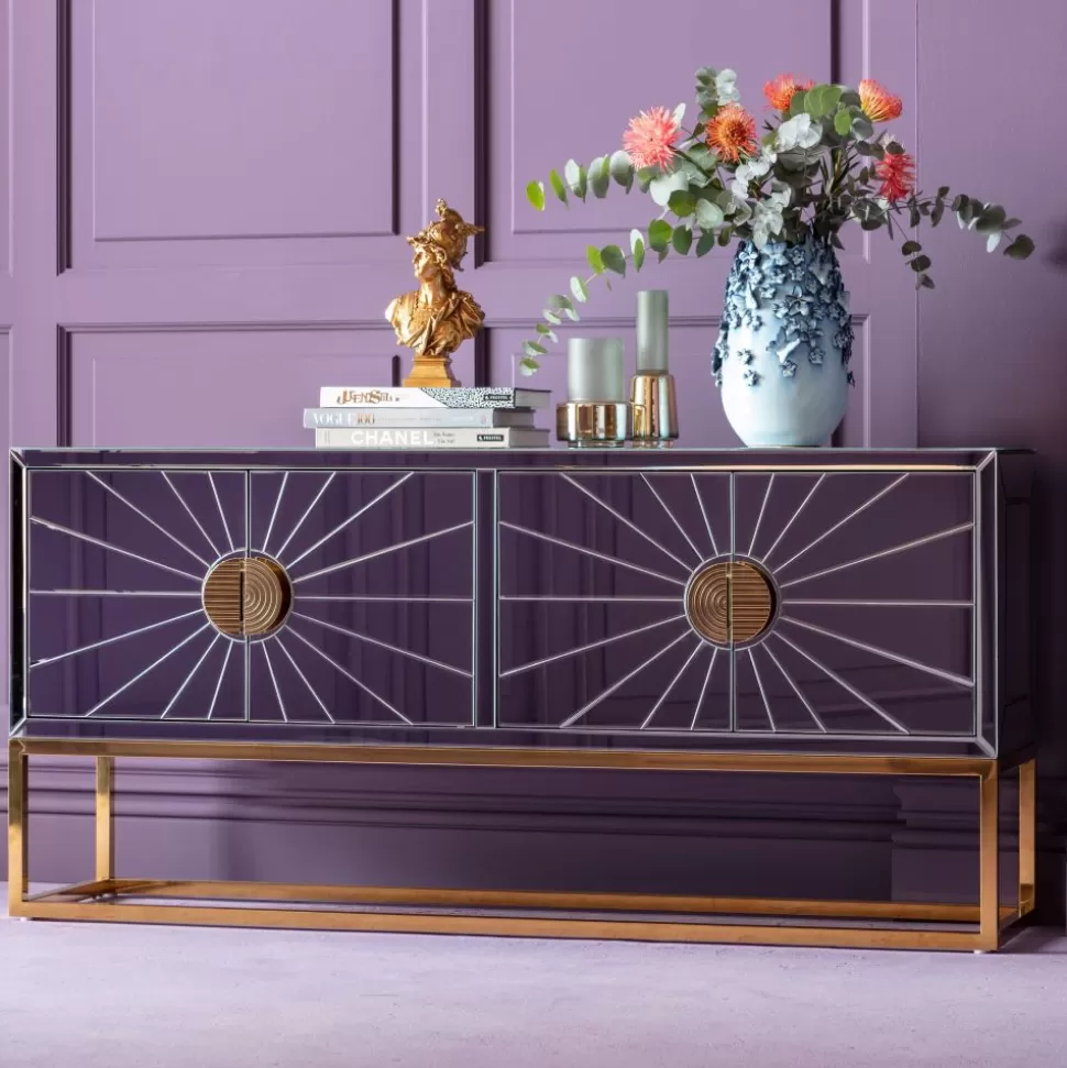Komody-KARE Design Komoda Queen 162x77 Cm Lustrzana - Podstawa Złota