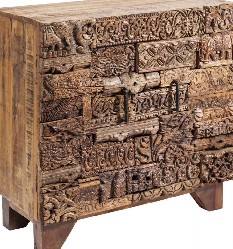 Komody-KARE Design Komoda Shanti Surprise Puzzle Mango 90x90 Cm Drewniana
