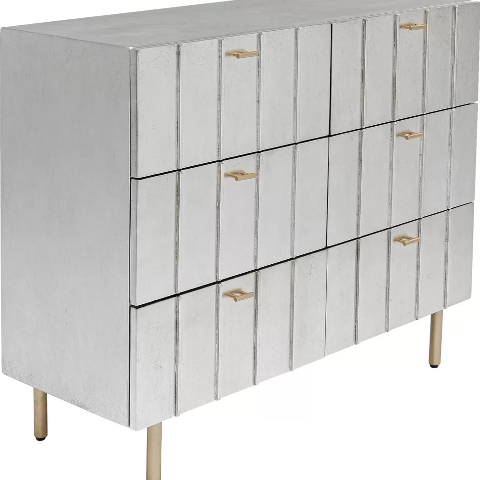 Komody-KARE Design Komoda Srebrno Złota Z Szufladami I Uchwytami 106x89 Cm