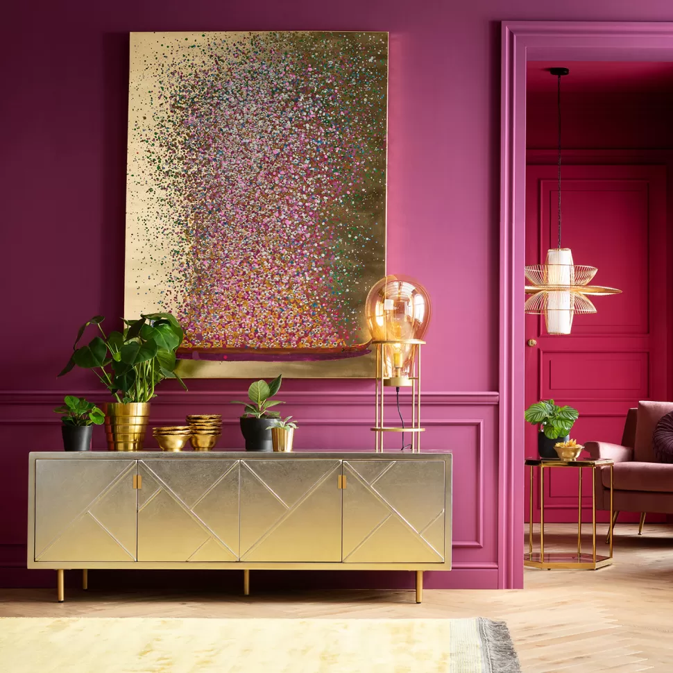 Komody-KARE Design Komoda Venice Triangle 180x64 Cm Srebrno Złota