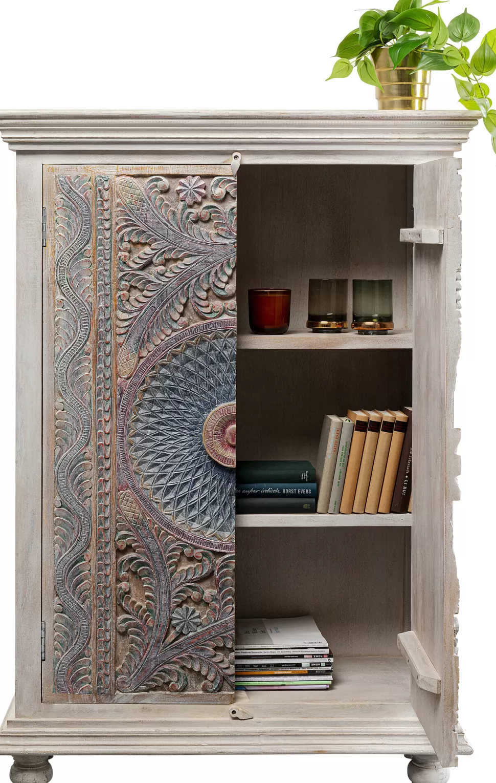 Komody-KARE Design Komoda Wysoka 2-drzwiowa Z Drewna Mango Front Kolorowy 95x140 Cm
