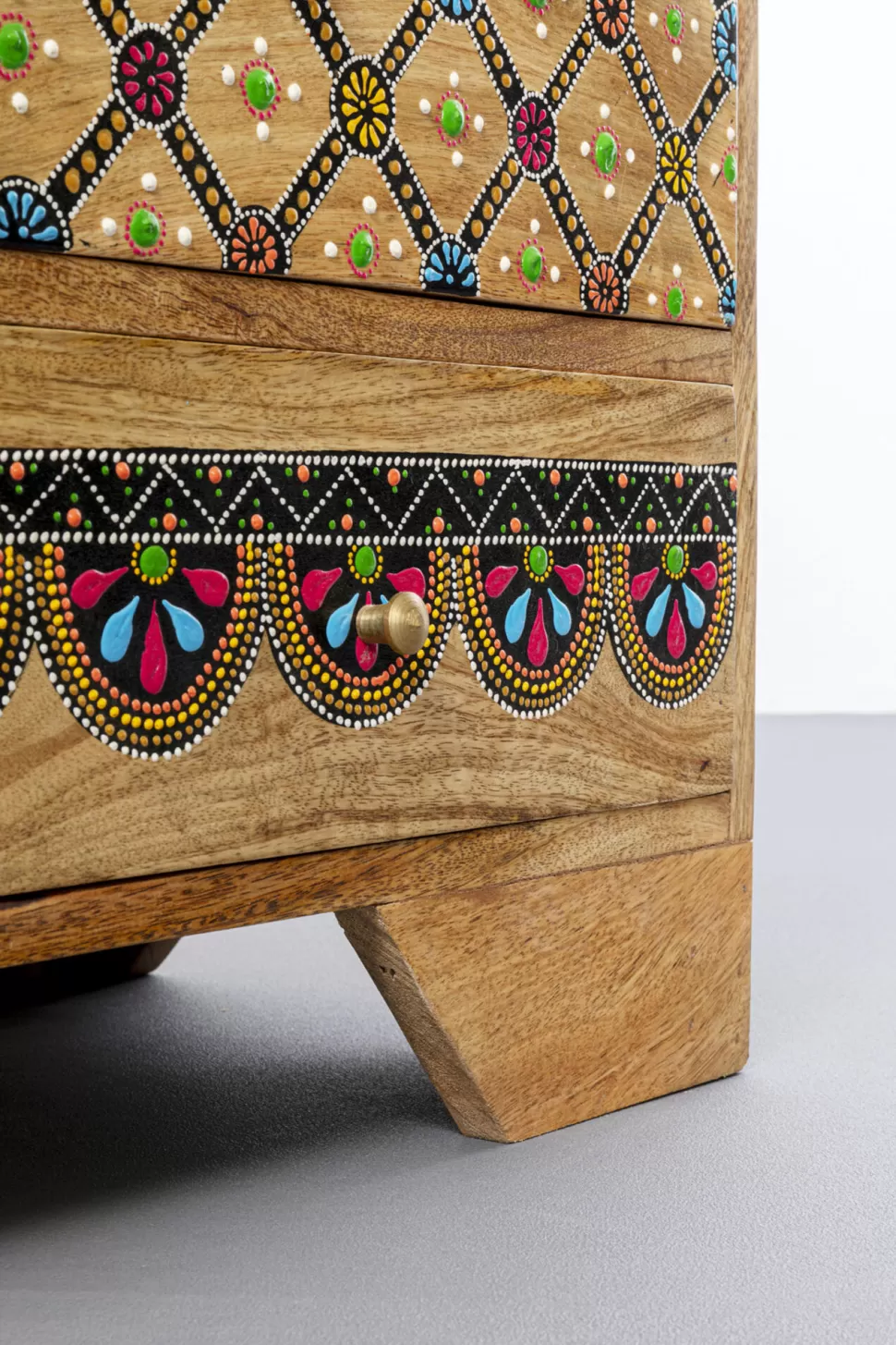 Komody-KARE Design Komoda Z 14 Szufladami Drewno Mango Kolorowe Ornamenty 115x80 Cm