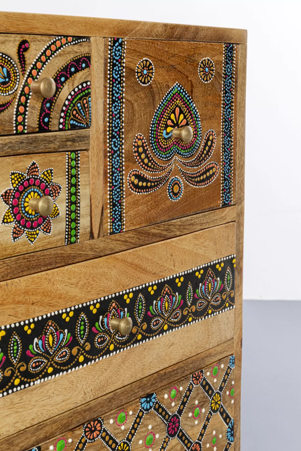 Komody-KARE Design Komoda Z 14 Szufladami Drewno Mango Kolorowe Ornamenty 115x80 Cm