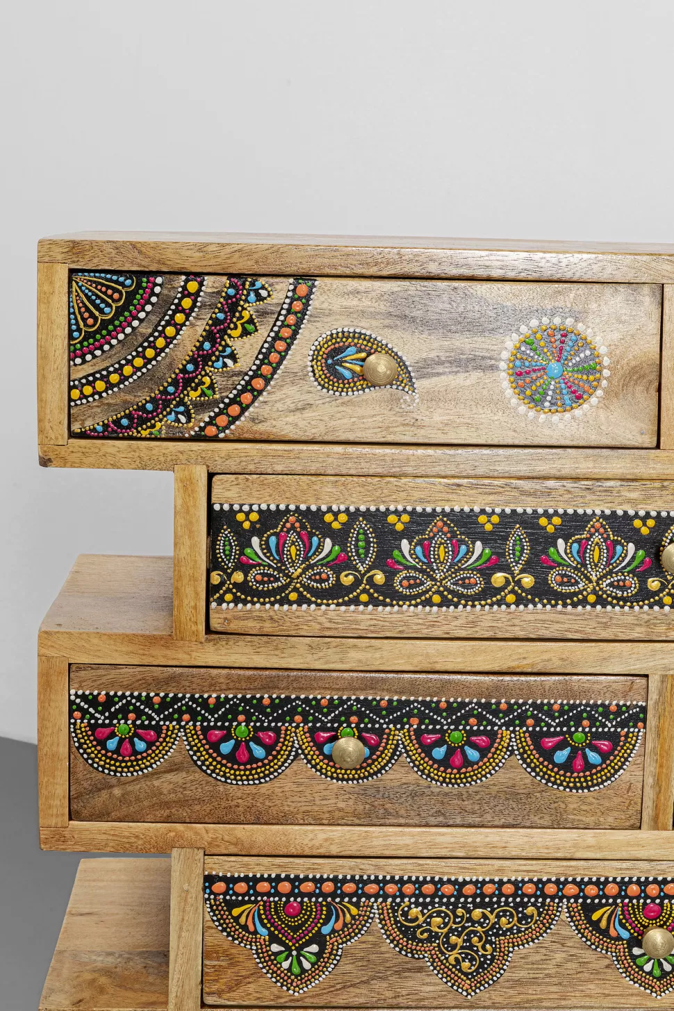 Komody-KARE Design Komoda Z 8 Szufladami Drewno Mango Kolorowe Ornamenty 65x65 Cm