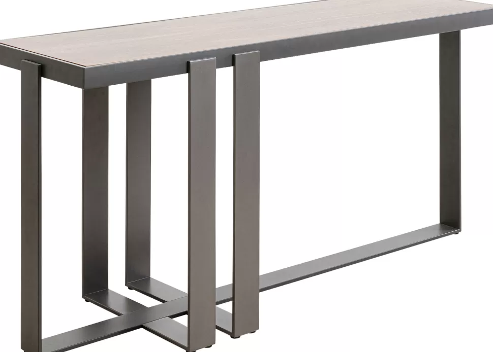 Konsole I Toaletki-KARE Design Konsola Do Przedpokoju Blat Fornirowany Orzech Nogi Stalowe 150x45 Cm