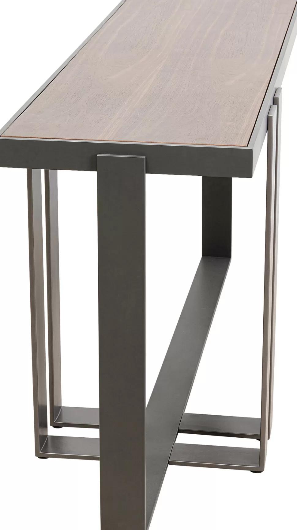 Konsole I Toaletki-KARE Design Konsola Do Przedpokoju Blat Fornirowany Orzech Nogi Stalowe 150x45 Cm