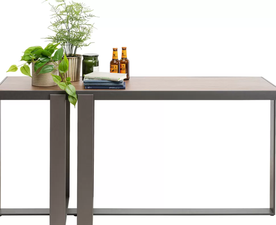 Konsole I Toaletki-KARE Design Konsola Do Przedpokoju Blat Fornirowany Orzech Nogi Stalowe 150x45 Cm