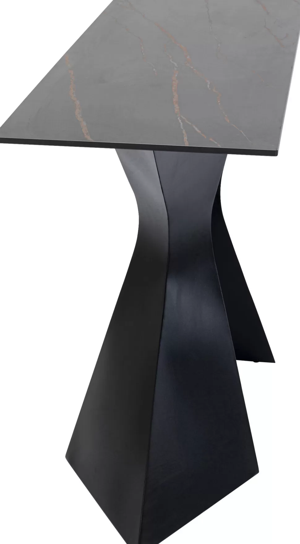 Konsole I Toaletki-KARE Design Konsola Do Przedpokoju Czarna Blat Marmur Mineralny Nogi Stalowe 140x45 Cm