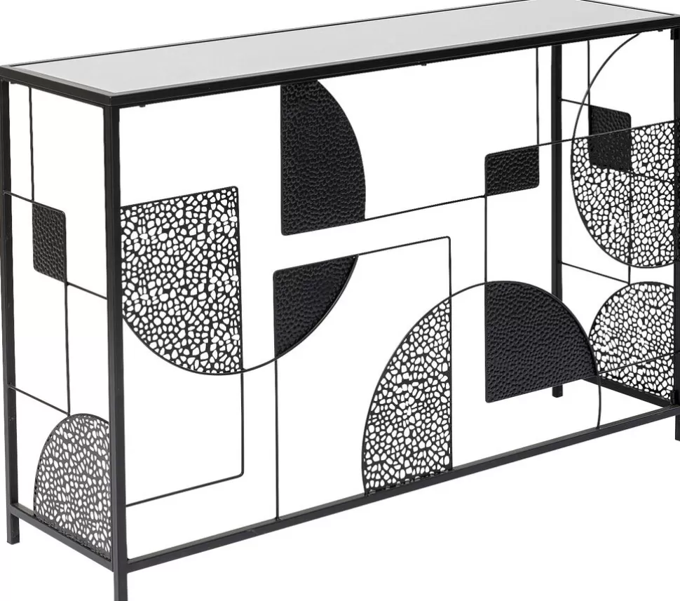 Konsole I Toaletki-KARE Design Konsola Do Przedpokoju Loft Czarna Stalowa Blat Lustrzany 120x33 Cm