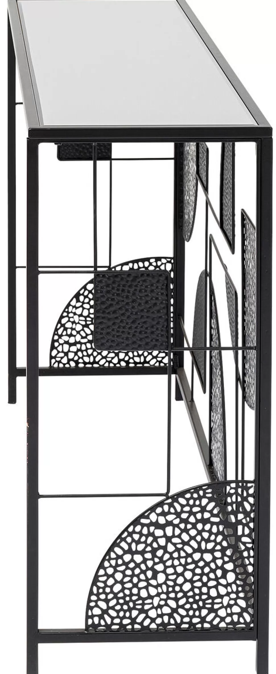 Konsole I Toaletki-KARE Design Konsola Do Przedpokoju Loft Czarna Stalowa Blat Lustrzany 120x33 Cm