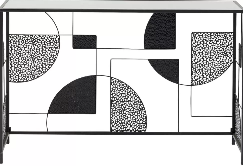 Konsole I Toaletki-KARE Design Konsola Do Przedpokoju Loft Czarna Stalowa Blat Lustrzany 120x33 Cm