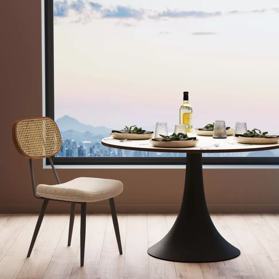 Krzesła-KARE Design Krzesło Do Jadalni Kremowe Oparcie Naturalne Nogi Stalowe 47x81 Cm