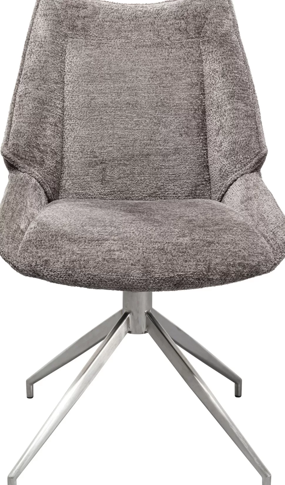 Krzesła-KARE Design Krzesło Do Jadalni Obrotowe Szare Nogi Srebrne Stalowe 55x92 Cm