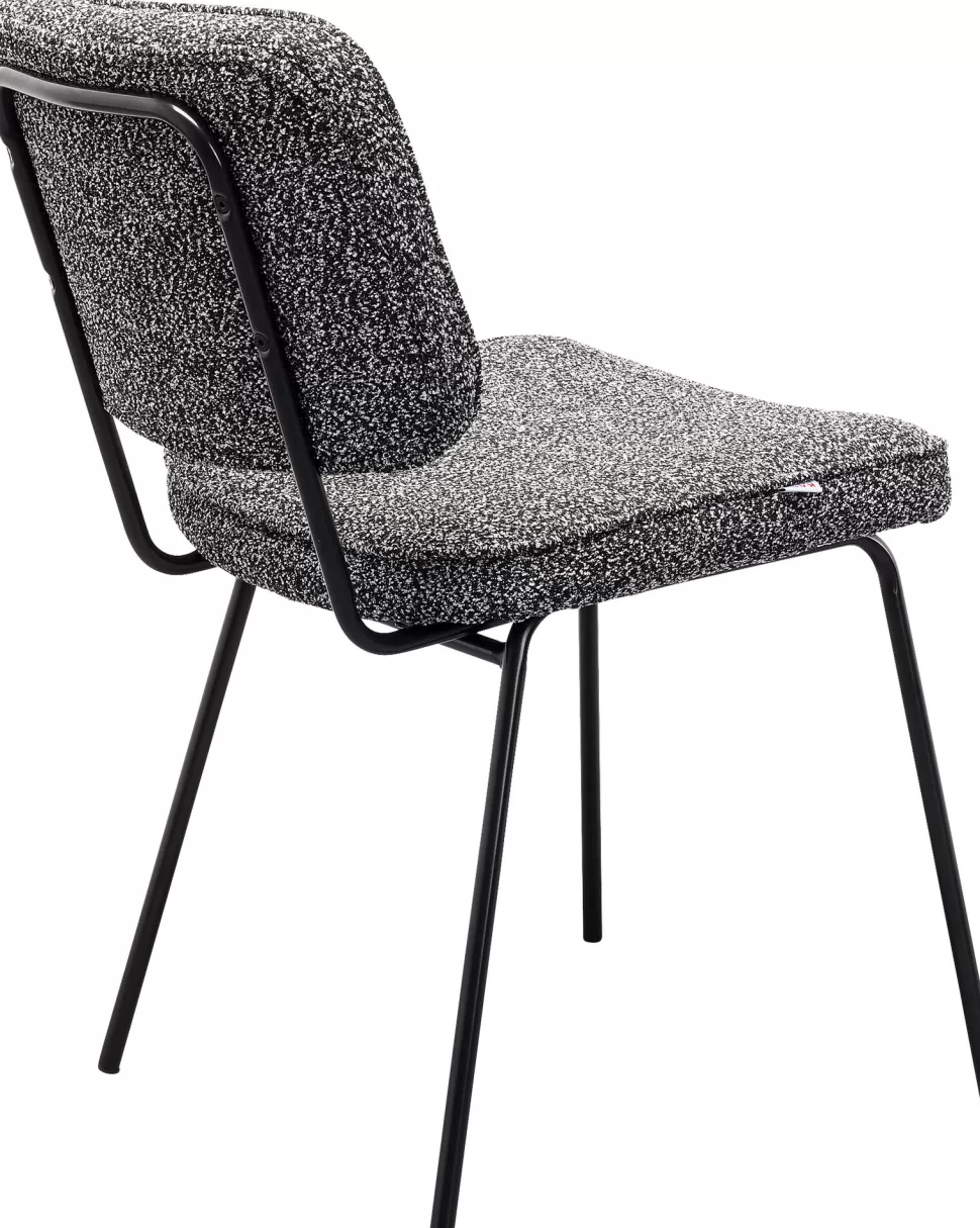 Krzesła-KARE Design Krzesło Do Jadalni Szara Tkanina Melanżowa Nogi Czarne 47x80 Cm