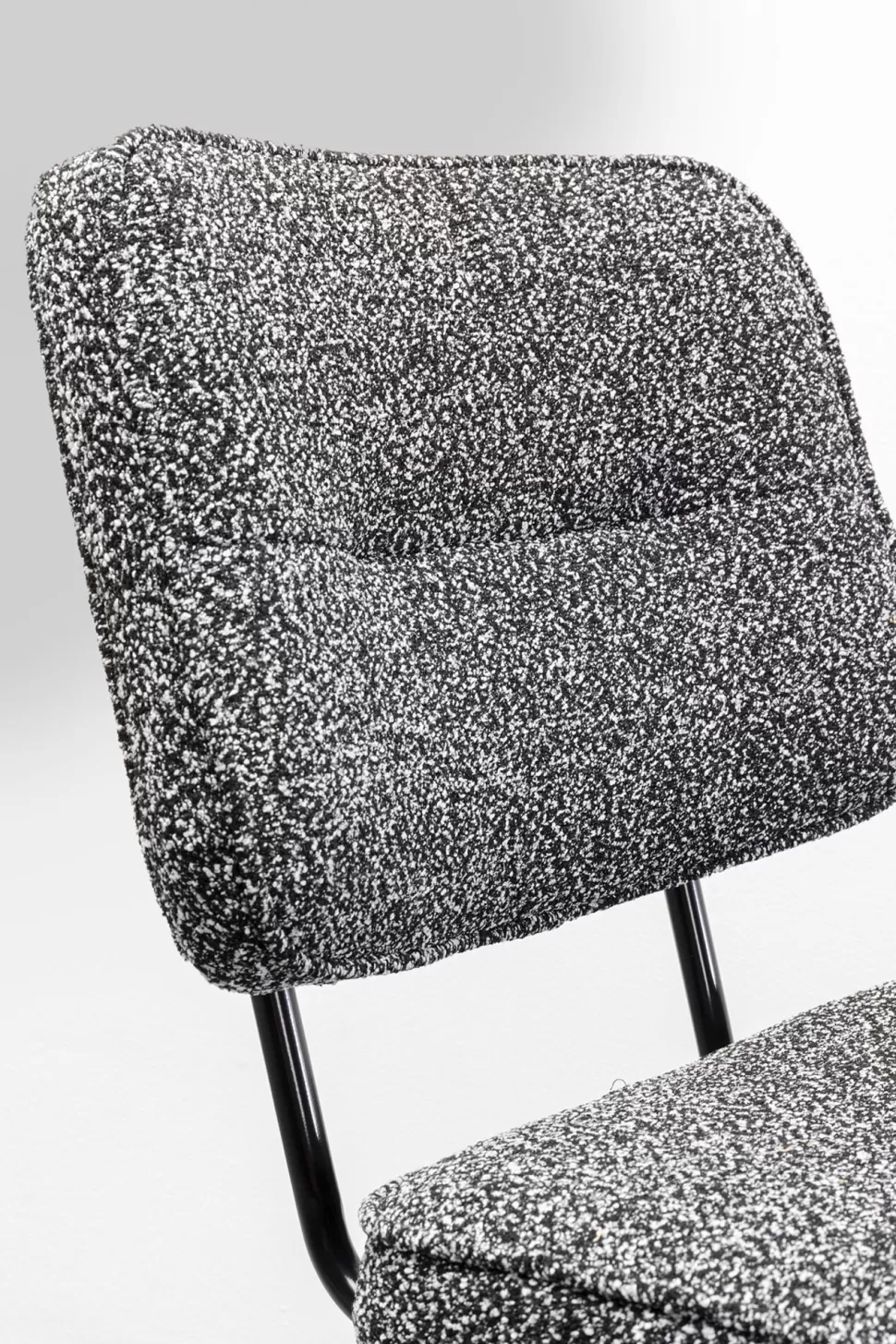 Krzesła-KARE Design Krzesło Do Jadalni Szara Tkanina Melanżowa Nogi Czarne 47x80 Cm