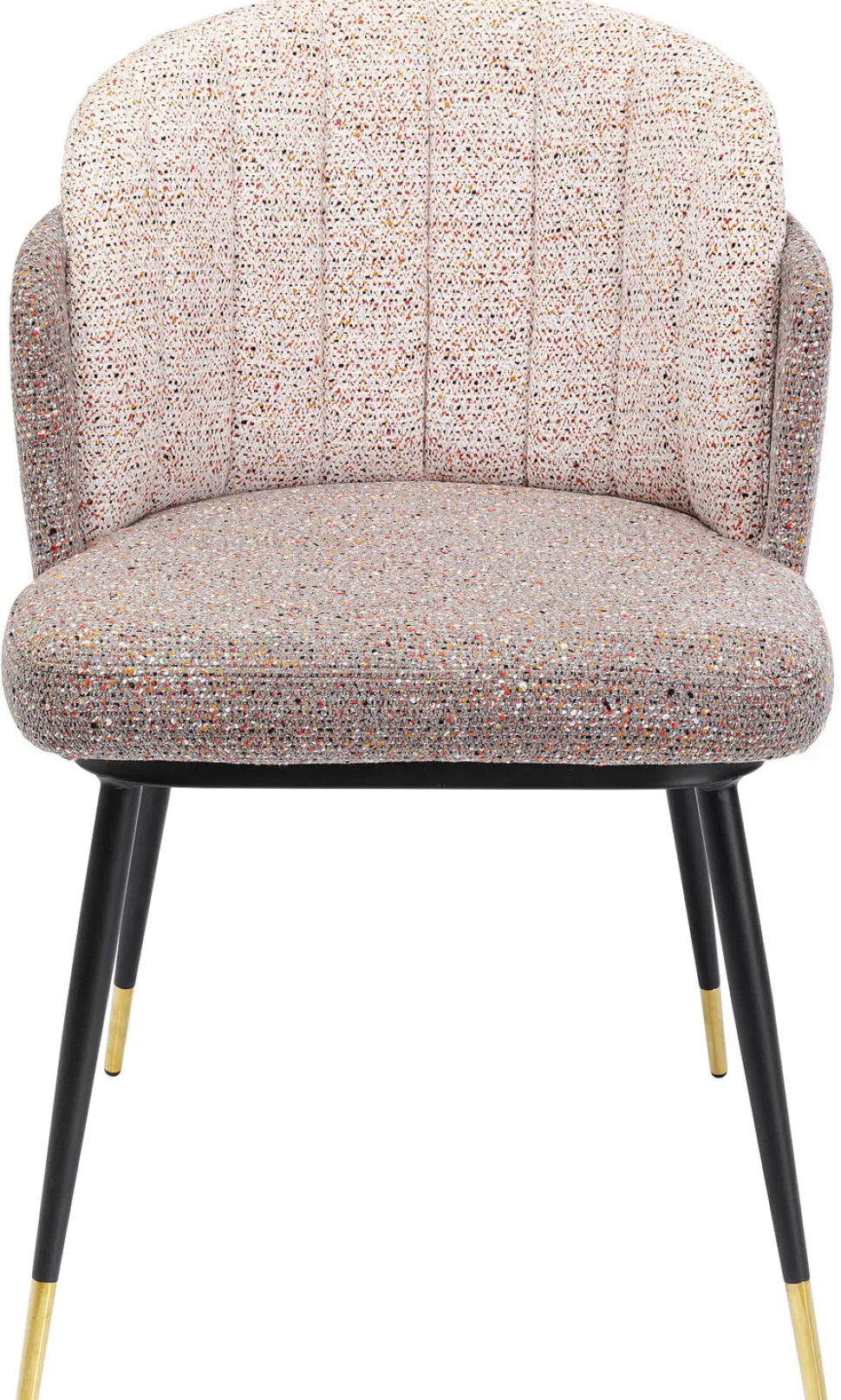 Krzesła-KARE Design Krzesło Do Jadalni Tapicerowane Brązowo-beżowe Nogi Czarno-złote 52xs81 Cm