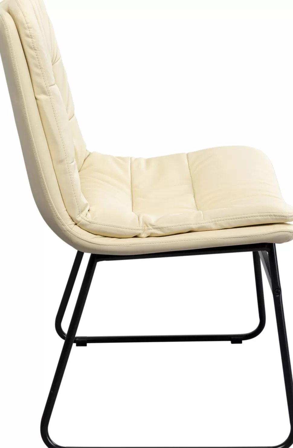 Krzesła-KARE Design Krzesło Kremowe Siedzisko Pikowane Nogi Czarne Stalowe 49x86 Cm