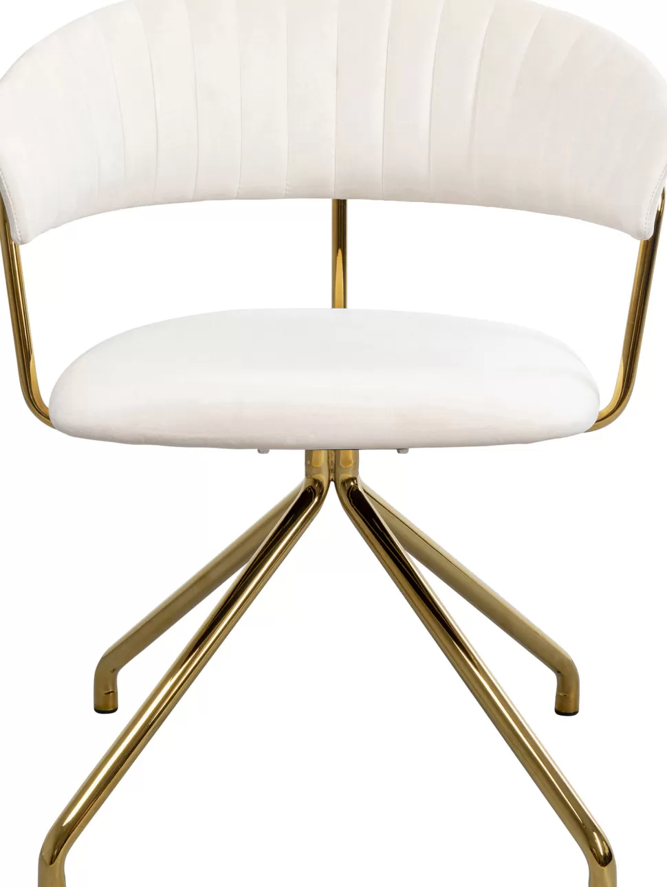 Krzesła-KARE Design Krzesło Obrotowe Aksamitne Kremowe Nogi Złote 57x78 Cm