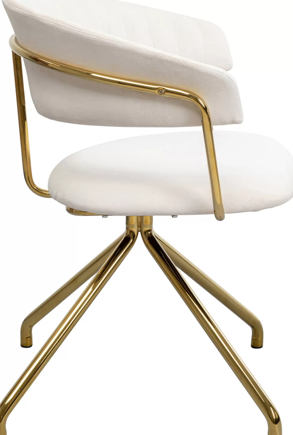 Krzesła-KARE Design Krzesło Obrotowe Aksamitne Kremowe Nogi Złote 57x78 Cm