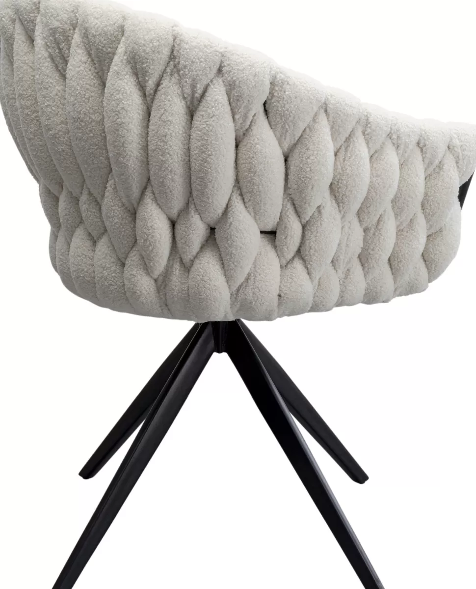 Krzesła-KARE Design Krzesło Obrotowe Z Podłokietnikami Białe Nogi Czarne Ze Stali 62x78 Cm
