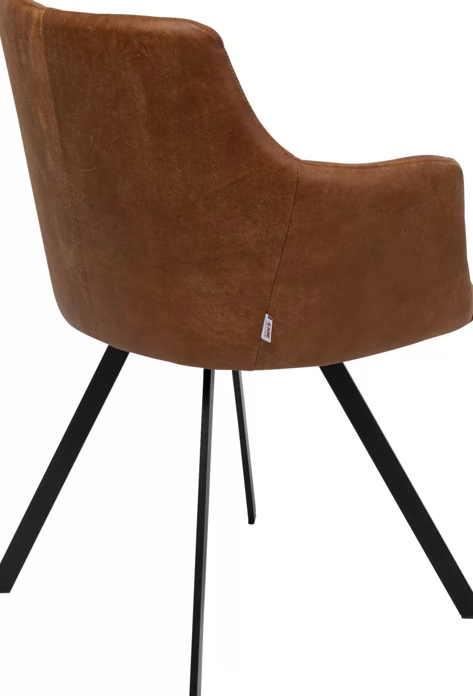 Krzesła-KARE Design Krzesło Obrotowe Z Podłokietnikami Brązowe Nogi Stal Czarne 53x84 Cm