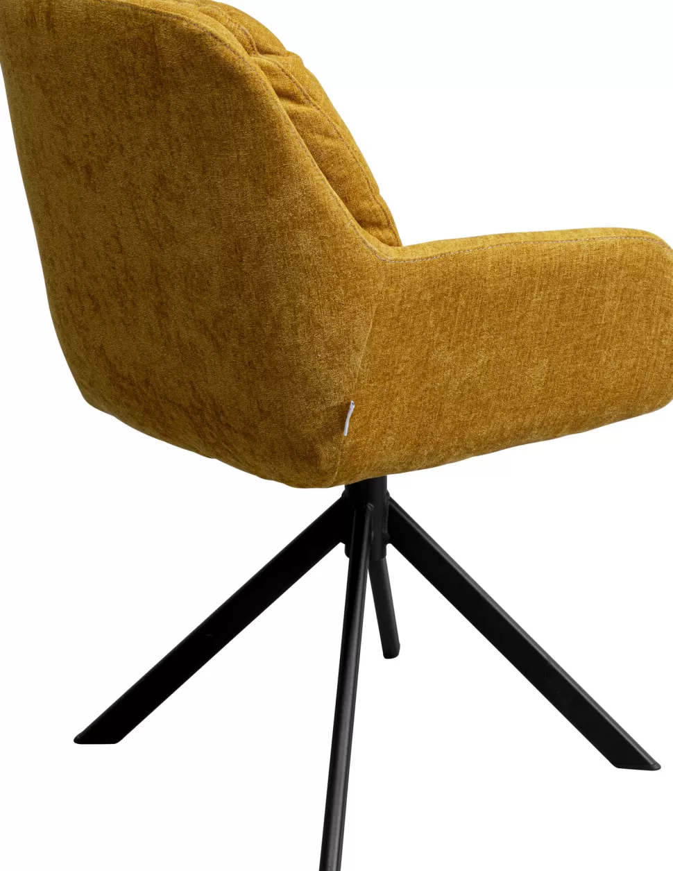 Krzesła-KARE Design Krzesło Obrotowe Z Podłokietnikami Pikowane żółte Nogi Czarne Stalowe 69x87 Cm