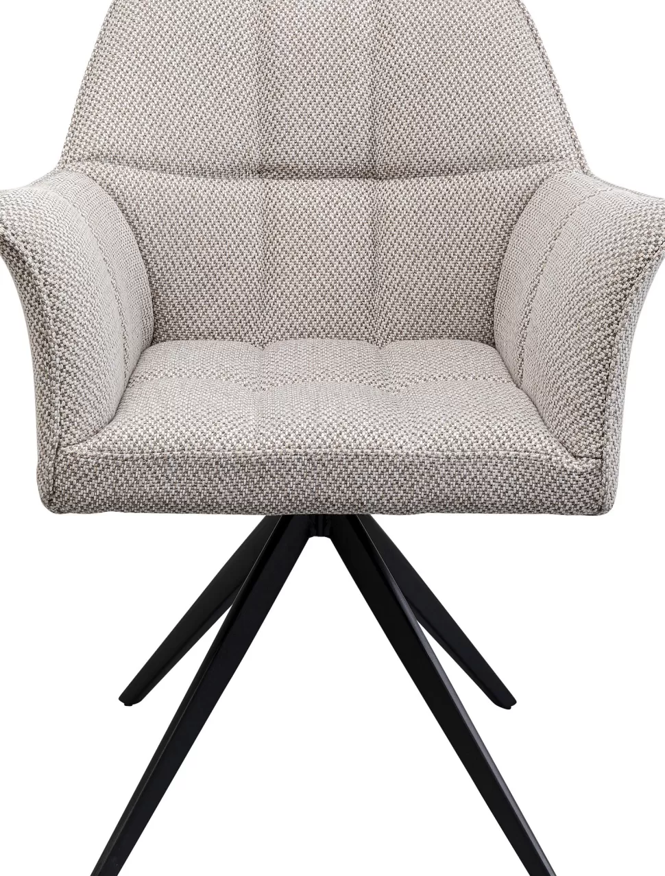 Krzesła-KARE Design Krzesło Obrotowe Z Podłokietnikami Tapicerowane Szare Nogi Czarne 65x85 Cm