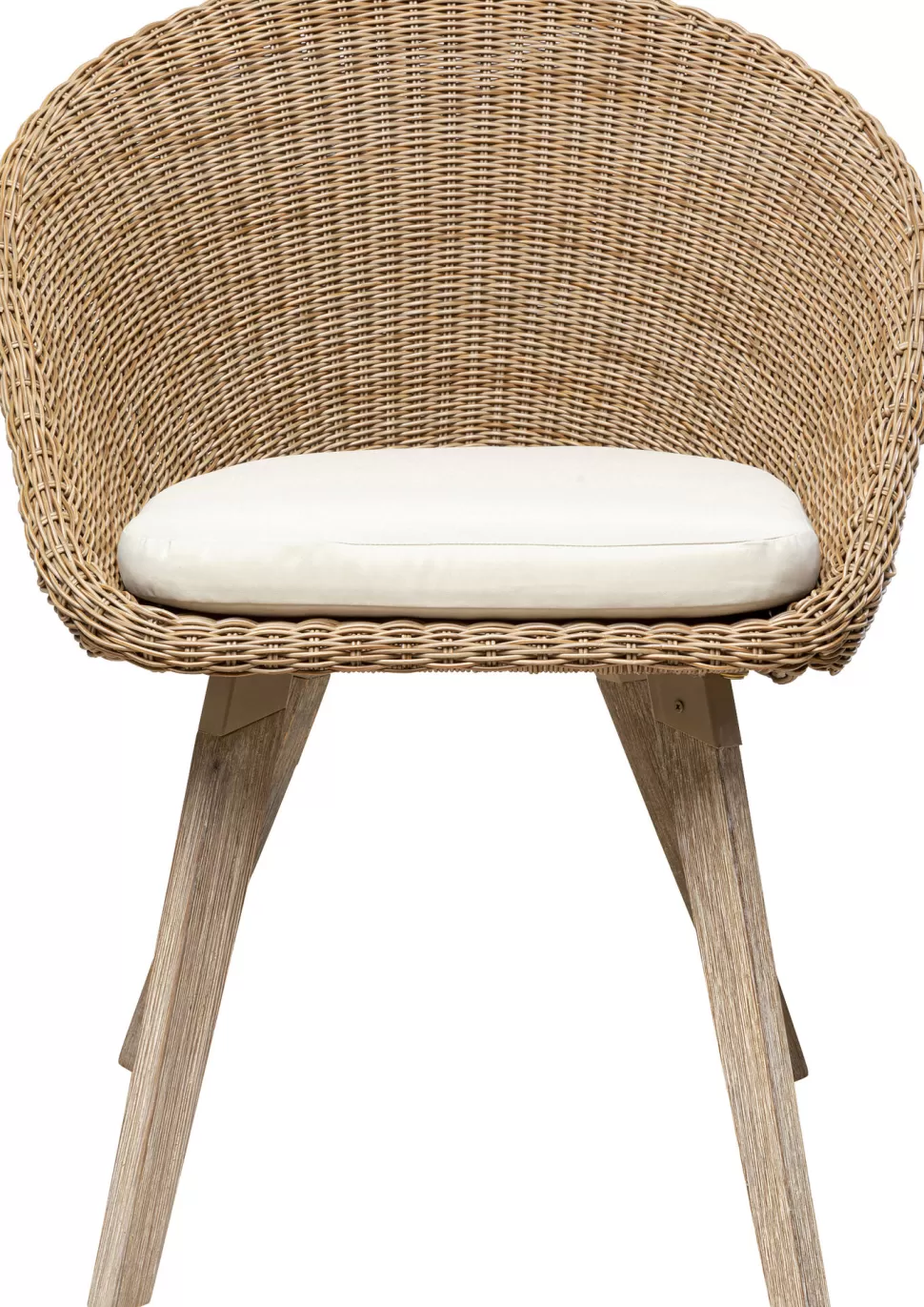 Krzesła-KARE Design Krzesło Ogrodowe Naturalne Rattanowe Nogi Drewniane Akacjowe 63x81 Cm