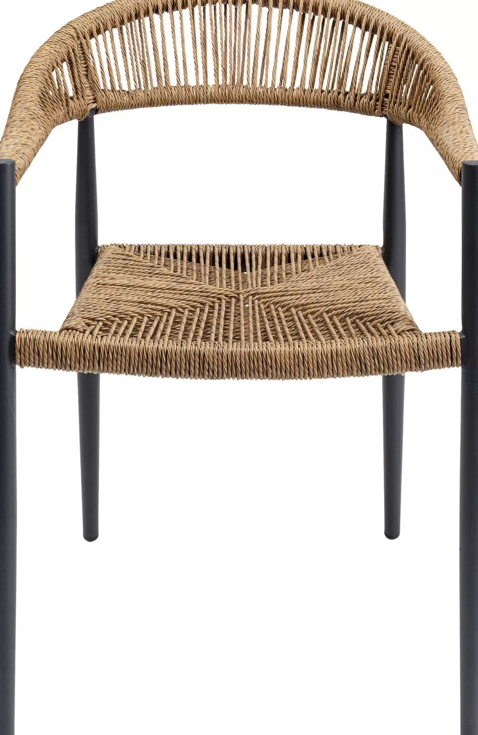 Krzesła-KARE Design Krzesło Ogrodowe Z Podłokietnikami Beżowe Nogi Czarne 57x77 Cm