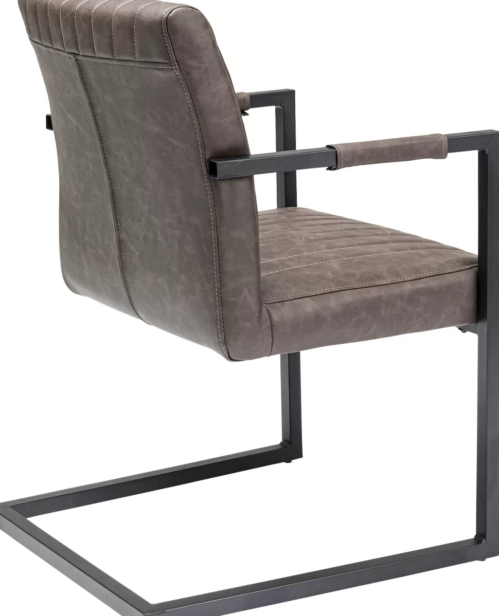 Krzesła-KARE Design Krzesło Swing Z Podłokietnikami Loft Brązowe Nogi Czarne 54x87 Cm